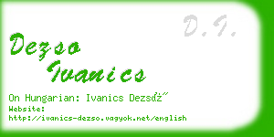 dezso ivanics business card